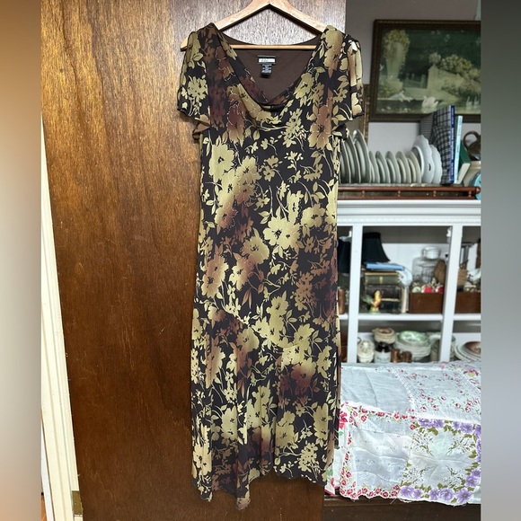 Y2K Dead stock Believe Dress Brown Green Gold Size 12 Midi - Picture 1 of 12
